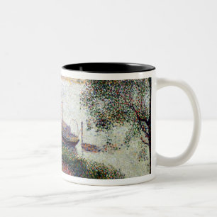Fluss-Landschaft Georges Pierre Seurat mit einer Zweifarbige Tasse
