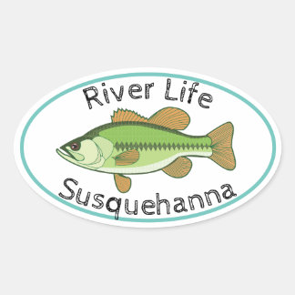Fluss Life Largemouth Bass - Susquehanna Ovaler Aufkleber