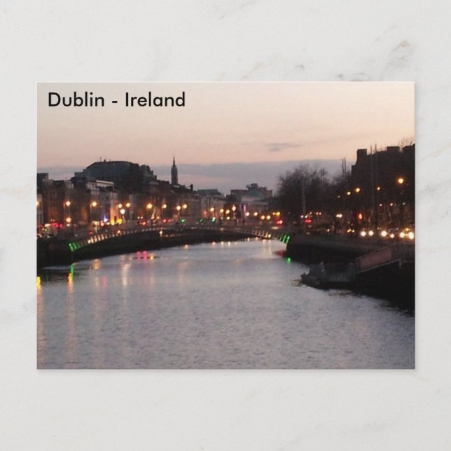 Fluss Liffey night, Dublin City, Ireland Postcard Postkarte (Vorderseite)