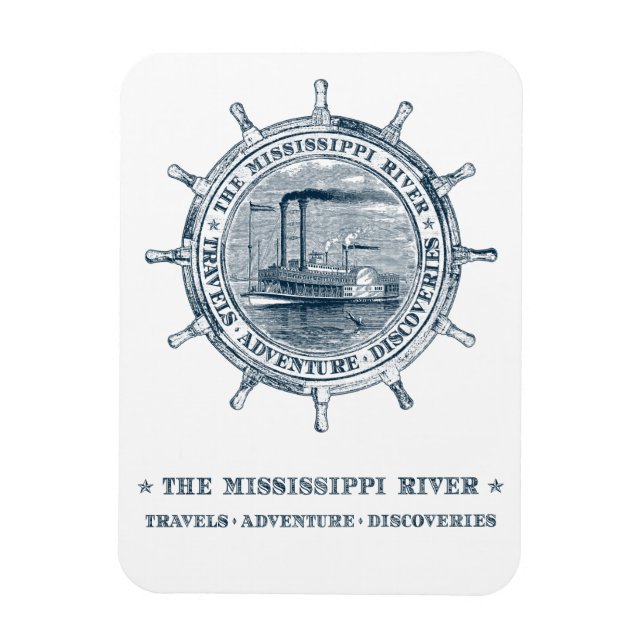 Fluss Mississippi. Reisen. Abenteuer. Entdeckungen Magnet (Vertikal)