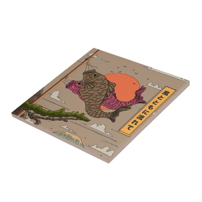 Fluss mit dem Wind Koinobori Fliese (Seite)