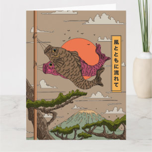 Fluss mit dem Wind Koinobori Karte