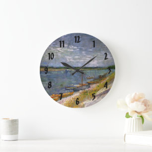 Fluss mit Rudelbooten von Vincent van Gogh Große Wanduhr