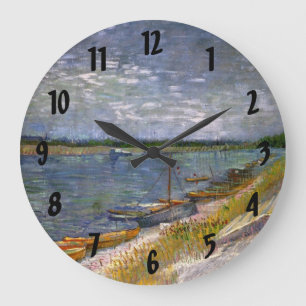 Fluss mit Ruderbooten von Vincent van Gogh Große Wanduhr