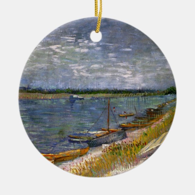 Fluss mit Ruderbooten von Vincent van Gogh Keramik Ornament (Vorne)