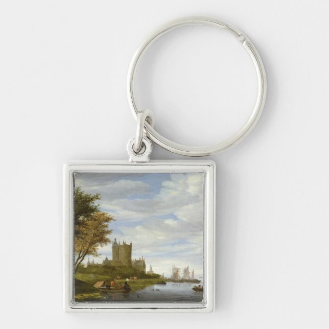 Fluss-Mündung mit einem Schloss Schlüsselanhänger (Vorne)