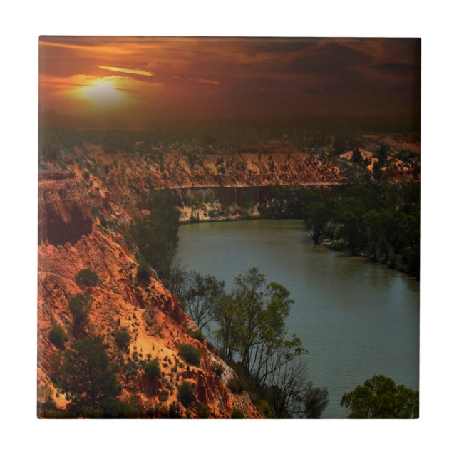 Fluss Murray Australia Sunset, Keramik Tile Fliese (Vorderseite)
