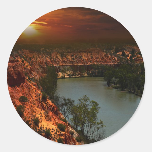 Fluss Murray Australia Sunset, Round Stickers (Vorderseite)