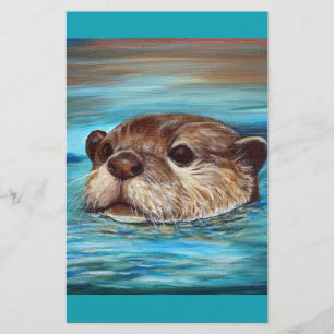 Fluss Otter Painting Briefpapier