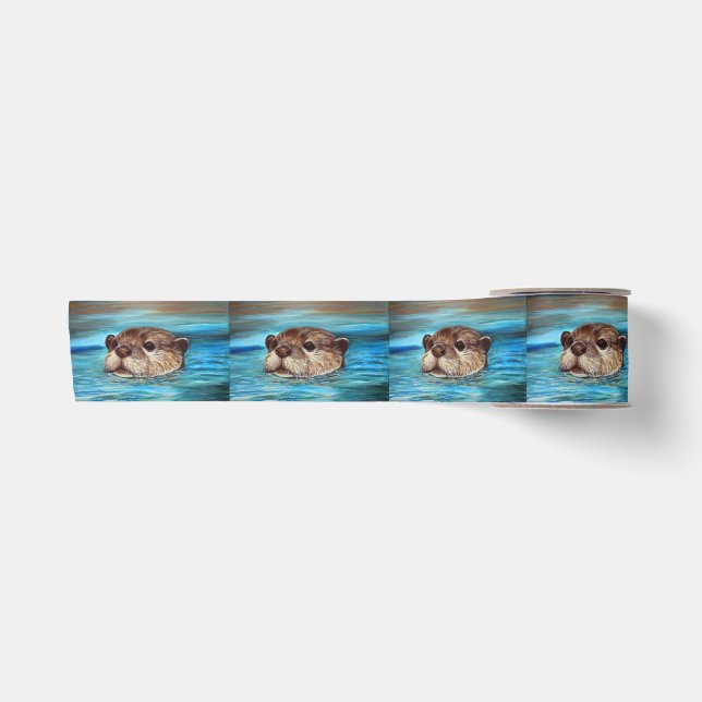 Fluss Otter Painting Satinband (Vorderseite)