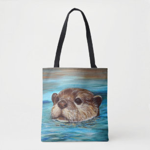 Fluss Otter Painting Tasche