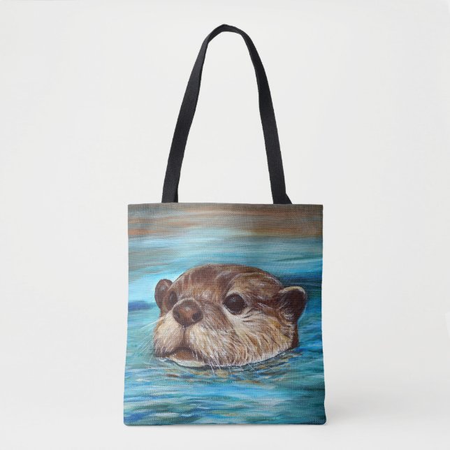 Fluss Otter Painting Tasche (Vorderseite)