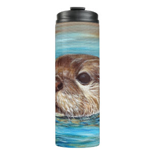 Fluss Otter Painting Thermosbecher