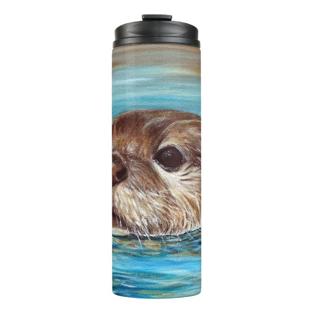 Fluss Otter Painting Thermosbecher (Vorderseite)