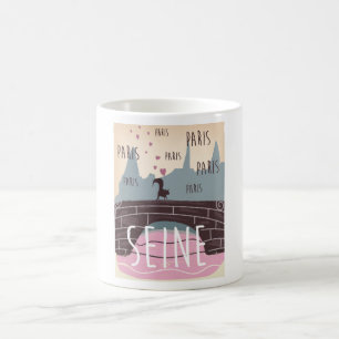 Fluss Seine, Paris, Frankreich Vintage-Reiseposter Kaffeetasse