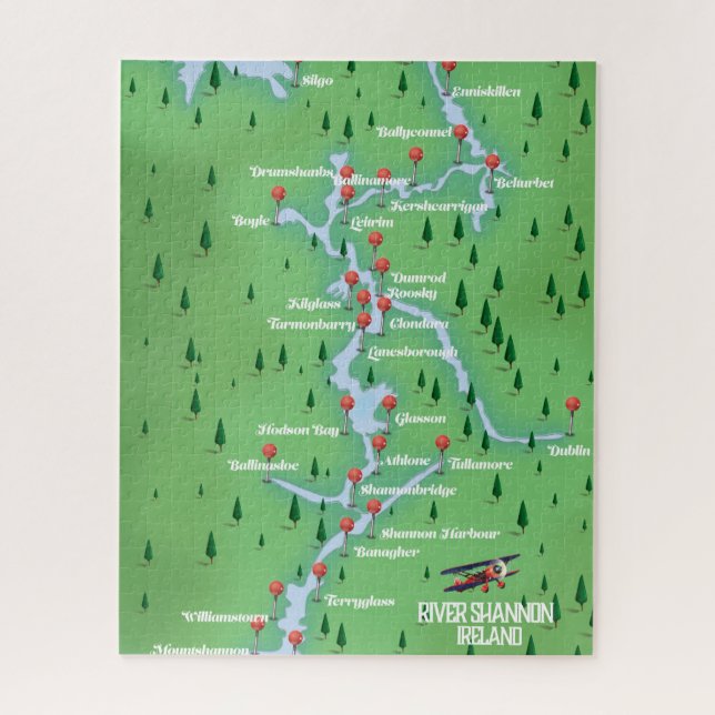 Fluss Shannon Ireland Karte (Vertikal)