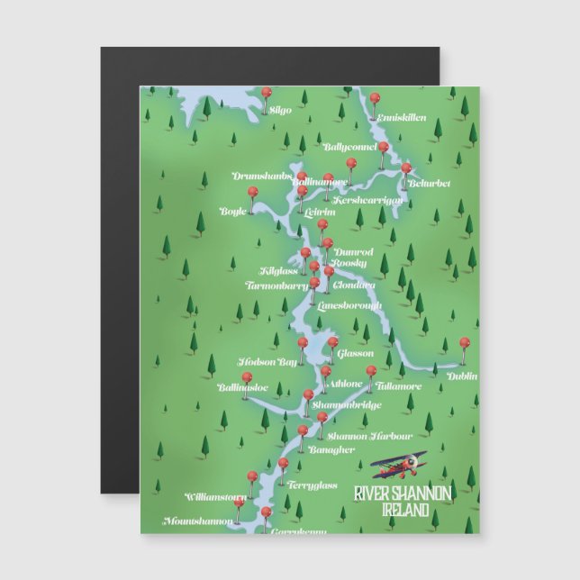 Fluss Shannon Ireland Karte (Vorne/Hinten)