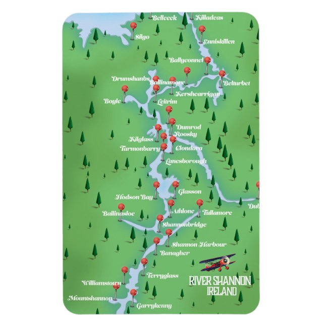 Fluss Shannon Ireland Karte Magnet (Vertikal)