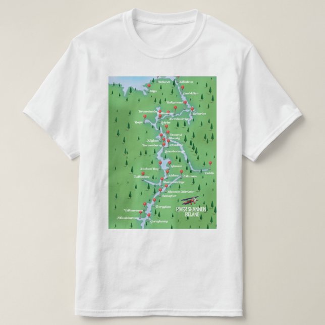 Fluss Shannon Ireland Karte T-Shirt (Design vorne)