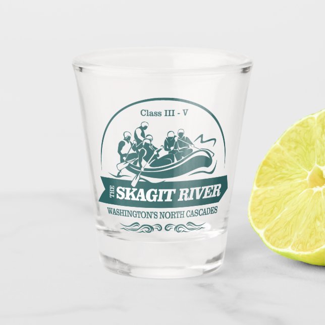 Fluss Skagit (Rafting 2) Schnapsglas (Vorderseite)