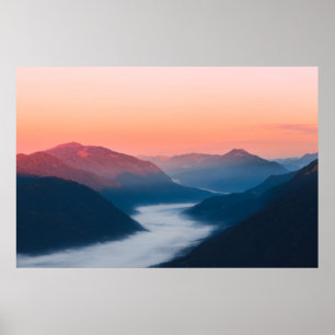 Fluss Soča bei Sonnenaufgang Poster