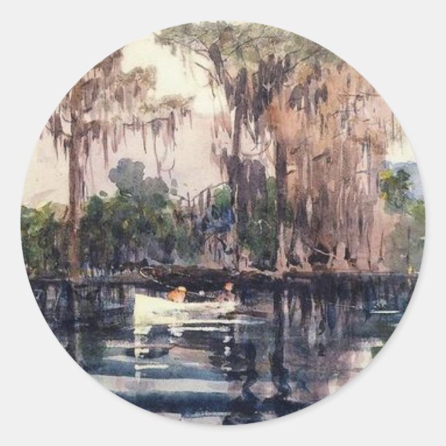 Fluss St. John, Florida von Winslow Homer Runder Aufkleber (Vorderseite)
