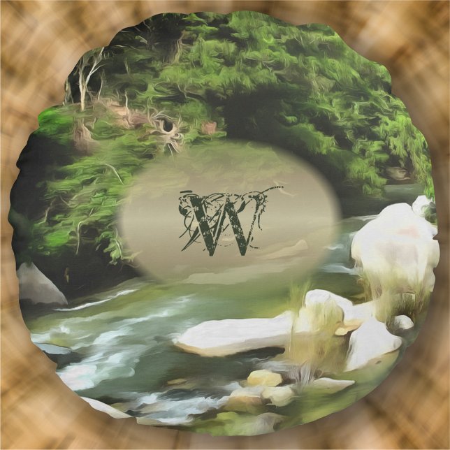 Fluss Süd 0365 Rundes Kissen (Von Creator hochgeladen)