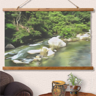 Fluss Süd 0365 Wandteppich Mit Holzrahmen