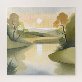 Fluss Sunrise | Aquarellgelb