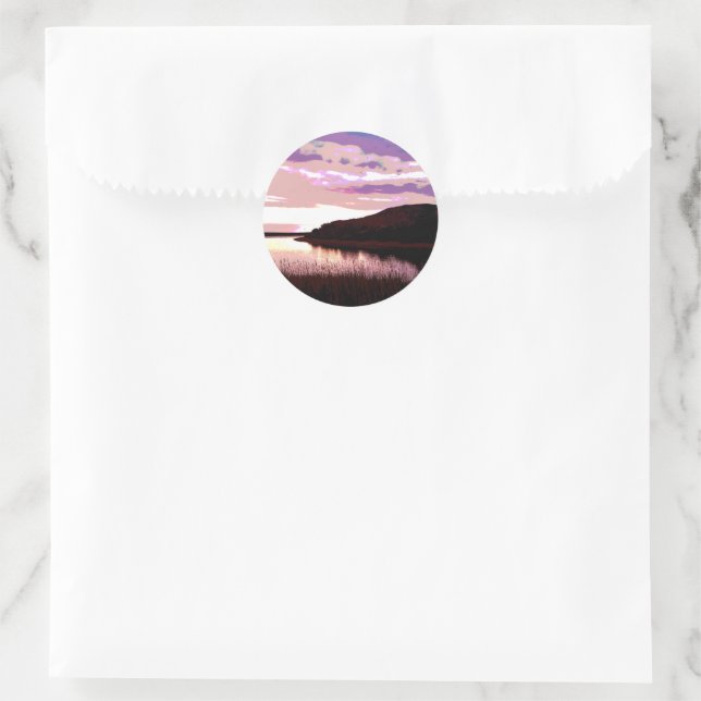 FLUSS SUNSET RUNDER AUFKLEBER (Tasche)