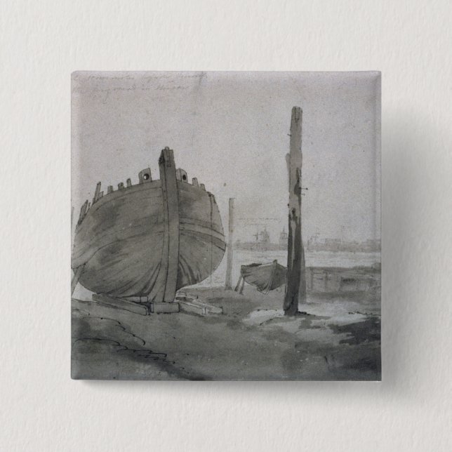 Fluss-Szene John Constables | mit Schiff am Button (Vorderseite)