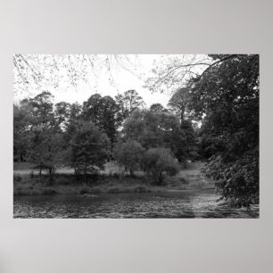 Fluss Taff im Bute Park, Cardiff - BW Poster