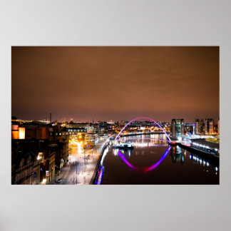 Fluss Tyne bei Nacht Poster