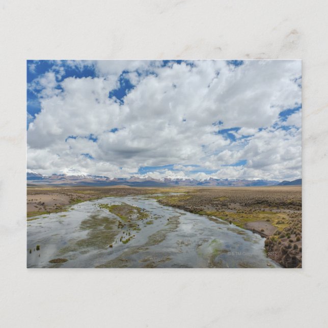 Fluss und Berge, Bolivien. Postkarte (Vorderseite)