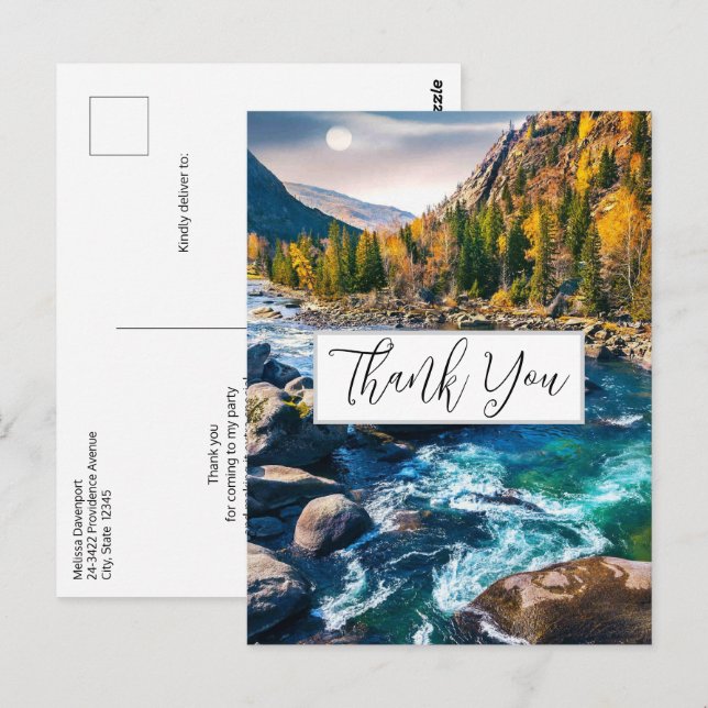 Fluss und Berge Landschaftliches Foto Vielen Dank Postkarte (Vorne/Hinten)