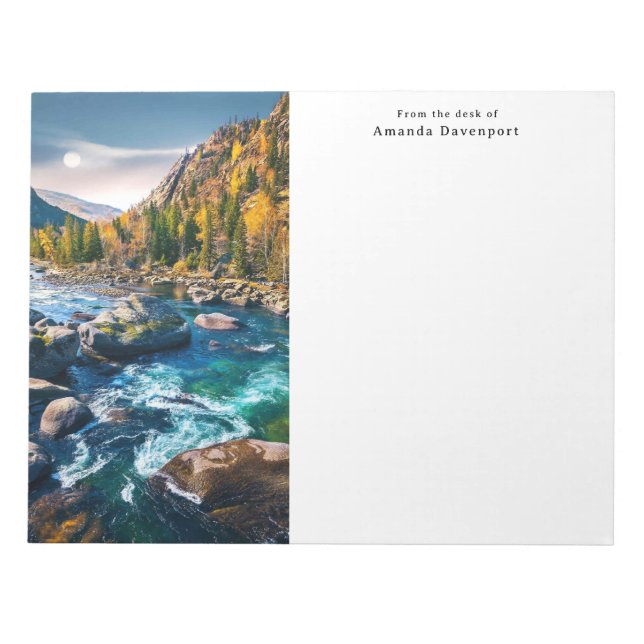 Fluss und Gebirge Landschaftliches Foto Notizblock (Vorderseite)