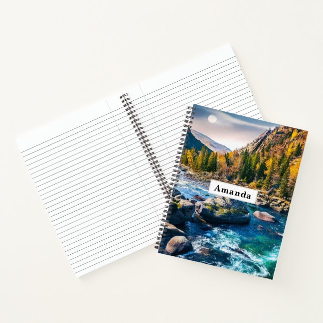 Fluss und Gebirge Landschaftliches Foto Notizbuch (Innenseite)