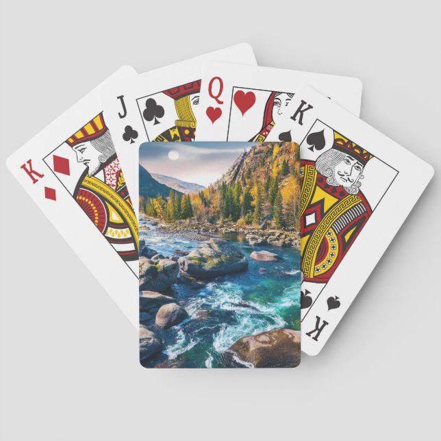 Fluss und Gebirge Landschaftliches Foto Spielkarten (Rückseite)