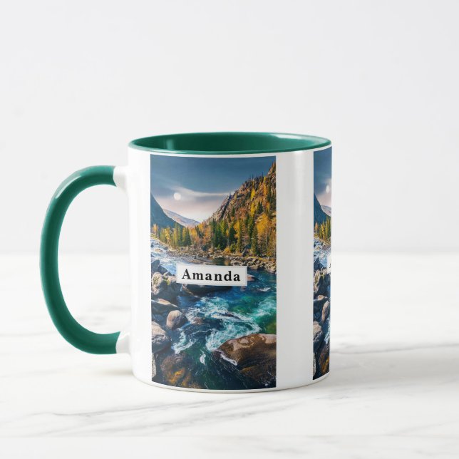 Fluss und Gebirge Landschaftliches Foto Tasse (Links)