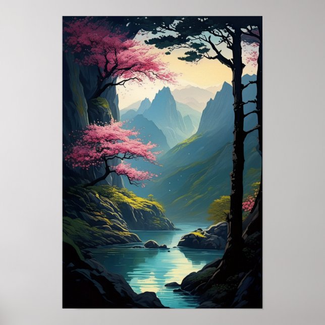 Fluss und Klippen im bezaubernden Canyon Poster (Vorne)