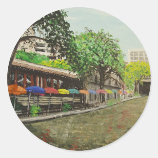 Fluss Walk San Antonio, TX Malerei Runder Aufkleber