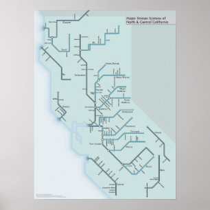 Flüsse Nord- und Zentralkaliforniens 18 Zoll x 24 Poster