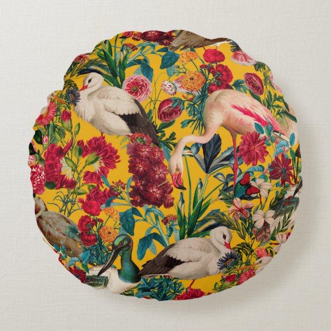 FLÜSSE UND VÖGEL XVIII RUNDES KISSEN (Vorderseite)