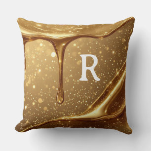 Flüssig Gold Drip Glitter Bokeh Luxus Glamour Kissen
