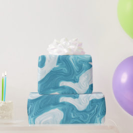 Flüssig Ozean Aqua Blau Drift Weiß abstraktes Must Geschenkpapier