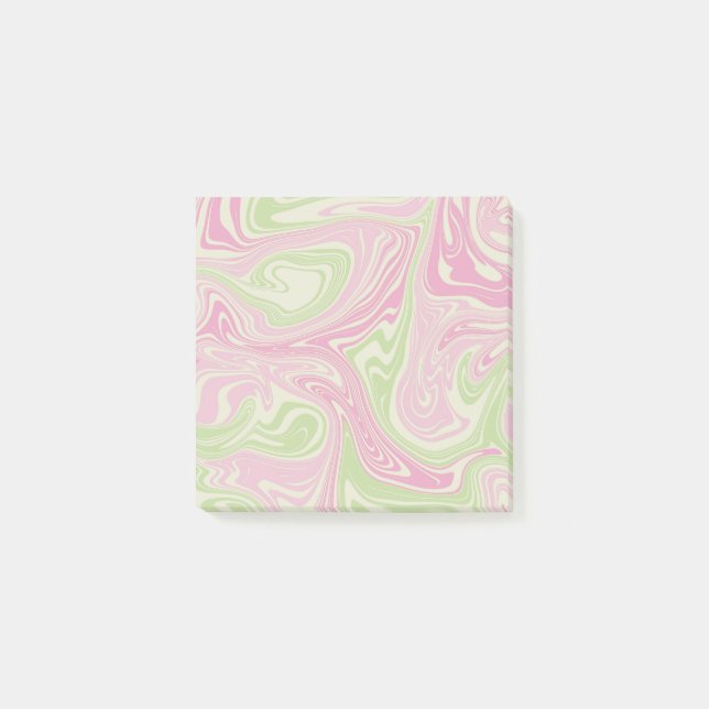 Flüssig-wirbelfarbenes rosa Muster Post-it Klebezettel (Vorderseite)