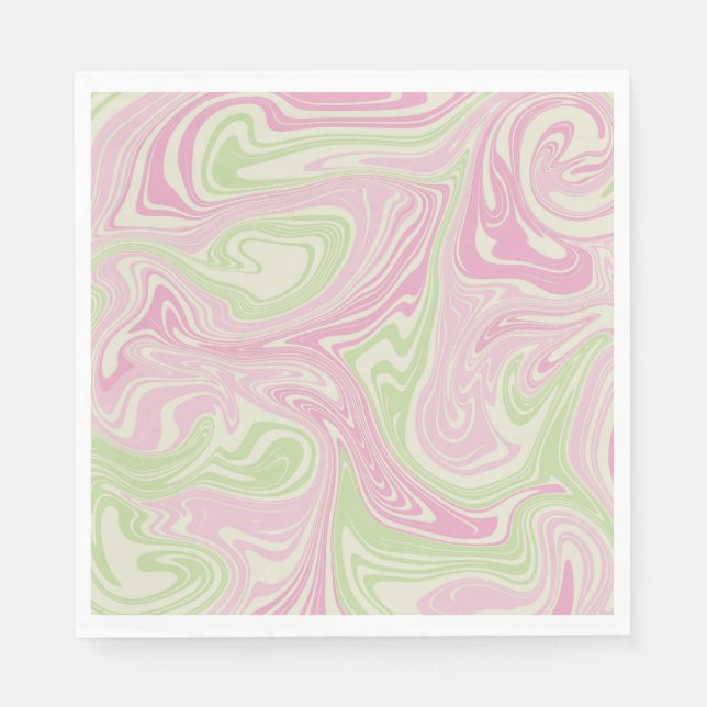 Flüssig-wirbelfarbenes rosa Muster Serviette (Vorderseite)