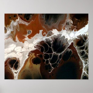 Flüssige Acryl-Abstraktmalerei Braun Neutral Poster