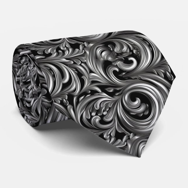Flüssige Elegance - metallisches schwarzes Flüssig Krawatte (Gerollt)