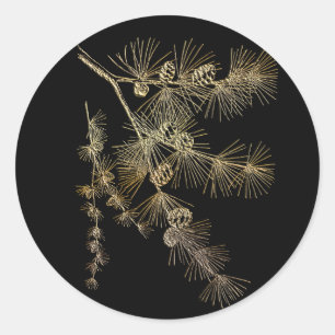 Flüssige Goldkiefer Pflanze Naturkunst Runder Aufkleber